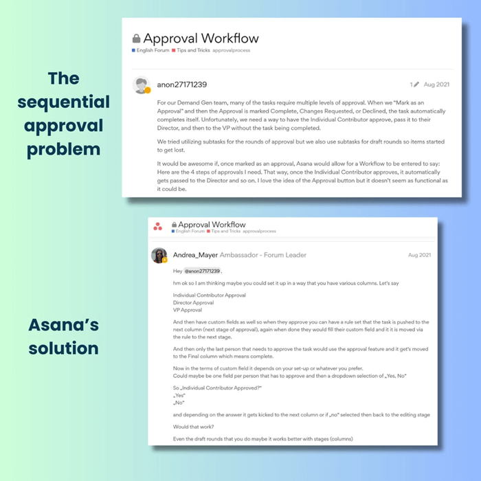 Aprobación secuencial en Asana