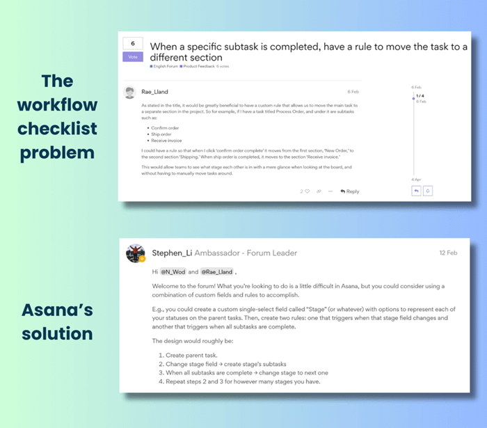 Lista de verificación de workflow en Asana