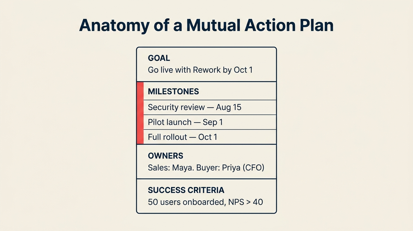 Anatomi mutual action plan, tujuan, tonggak, pemilik, kriteria keberhasilan