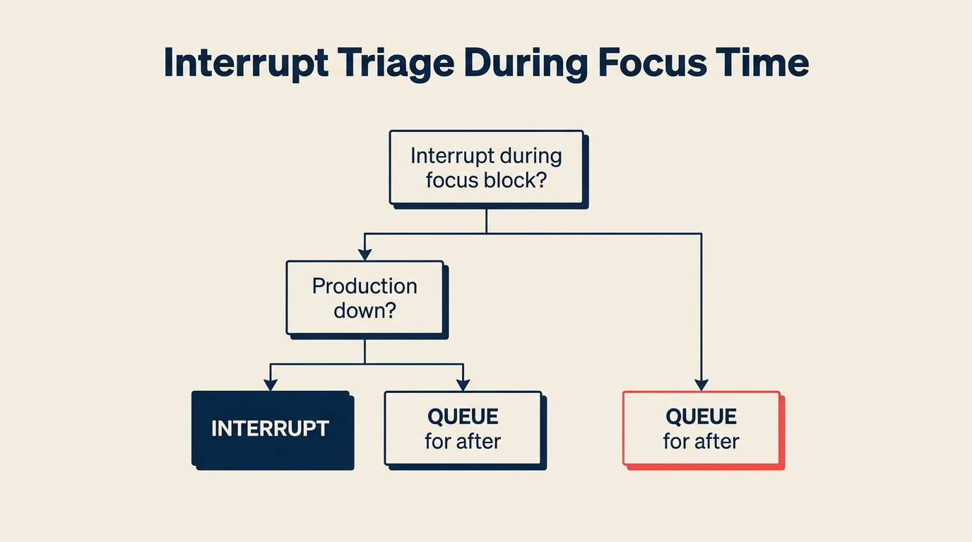 Pohon keputusan triase interupsi, hanya produksi turun yang menginterupsi focus block