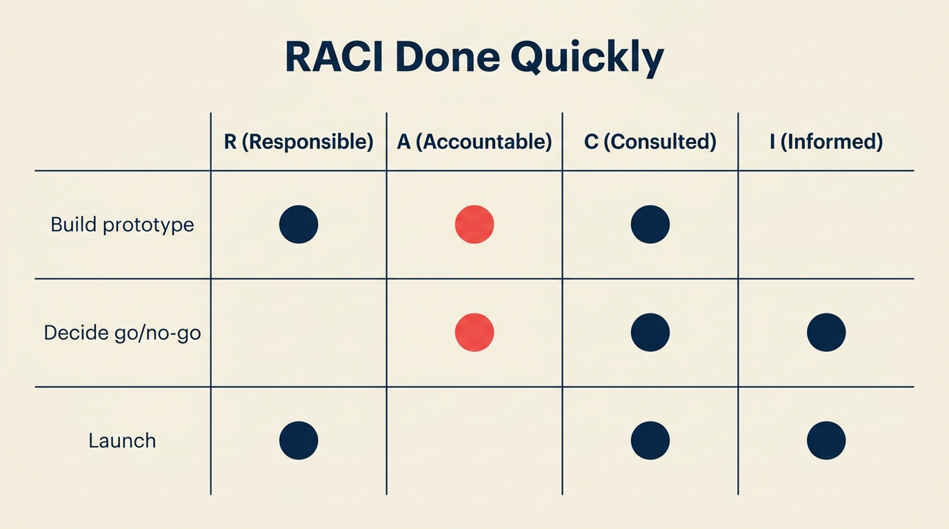 RACI-Matrix mit Einzelverantwortungsregel für die Accountable-Spalte