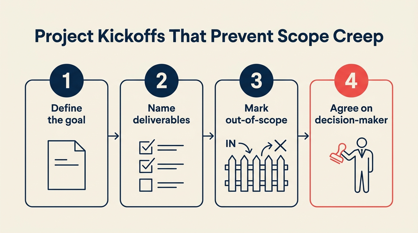 Projekt-Kickoffs, die Scope Creep verhindern: 4-Schritte-Alignment-Checkliste