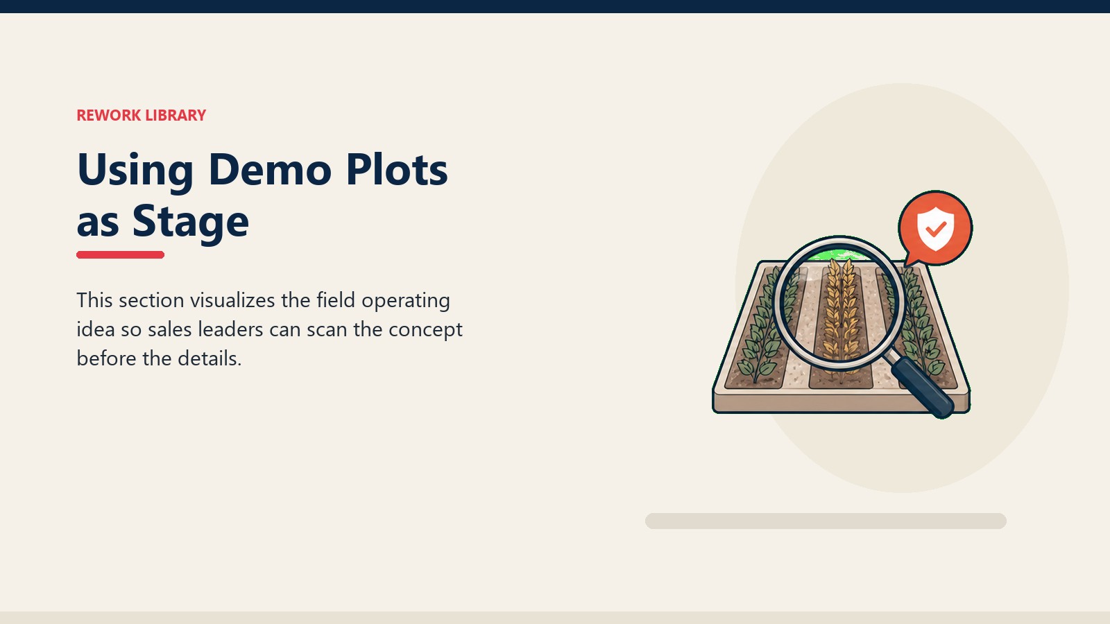 Using Demo Plots as Stage showing demo plot strips under a magnifying lens with one coral proof marker