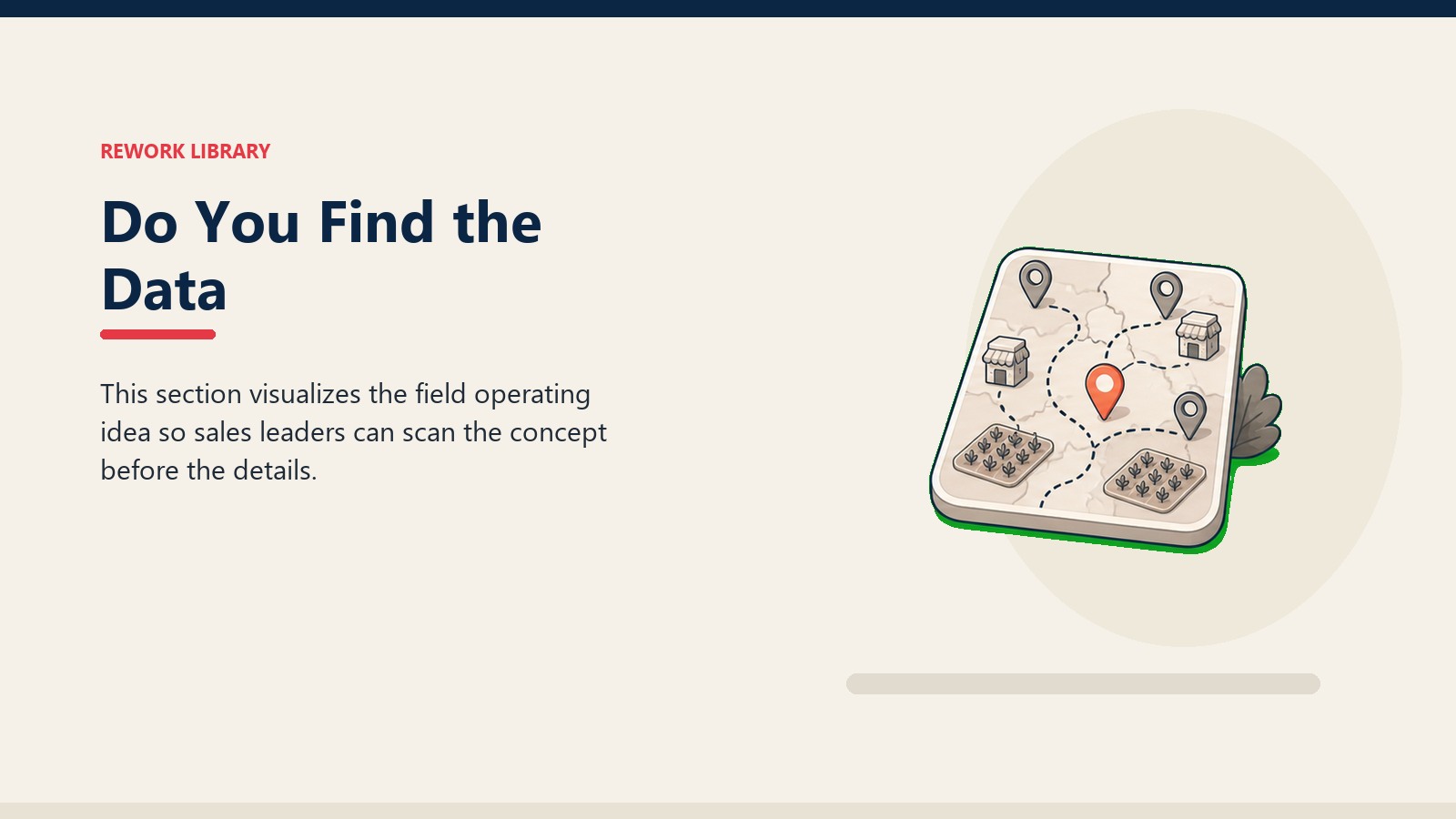 Do You Find the Data showing simple territory map path with dealer pins, crop field markers, and one coral priority stop