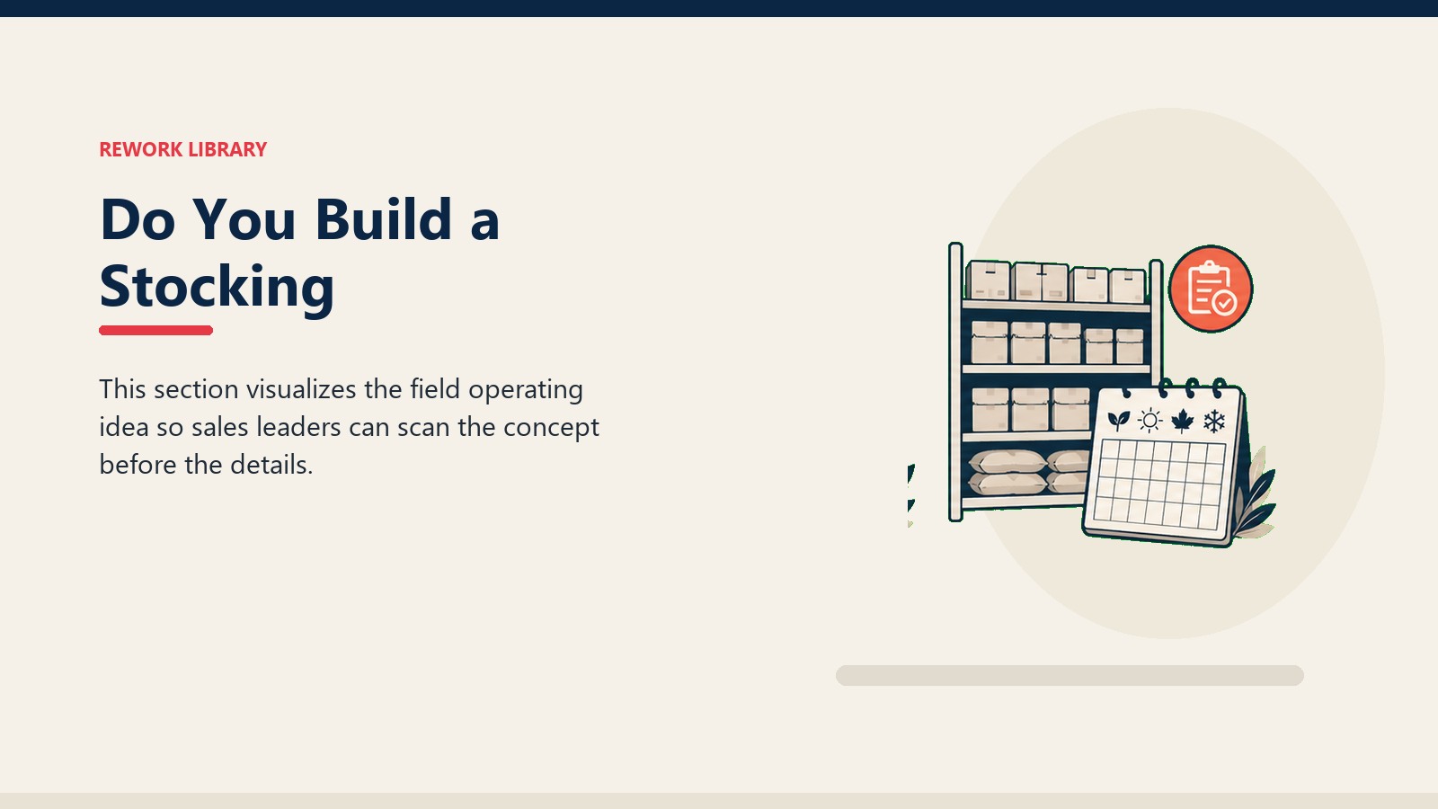 Do You Build a Stocking showing blank stock shelf tiles, crop-season calendar window, and one coral replenishment marker