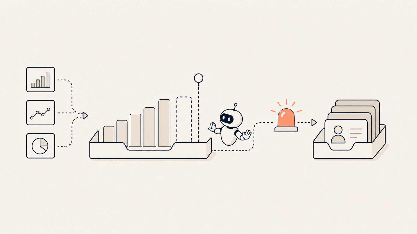 AI Forecasting Agent Visualisierung zeigt ein Leuchtfeuer für die Quota-Lücke