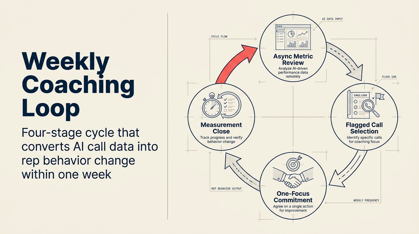 Weekly coaching loop: chu kỳ bốn giai đoạn chuyển AI call data thành thay đổi hành vi rep trong một tuần