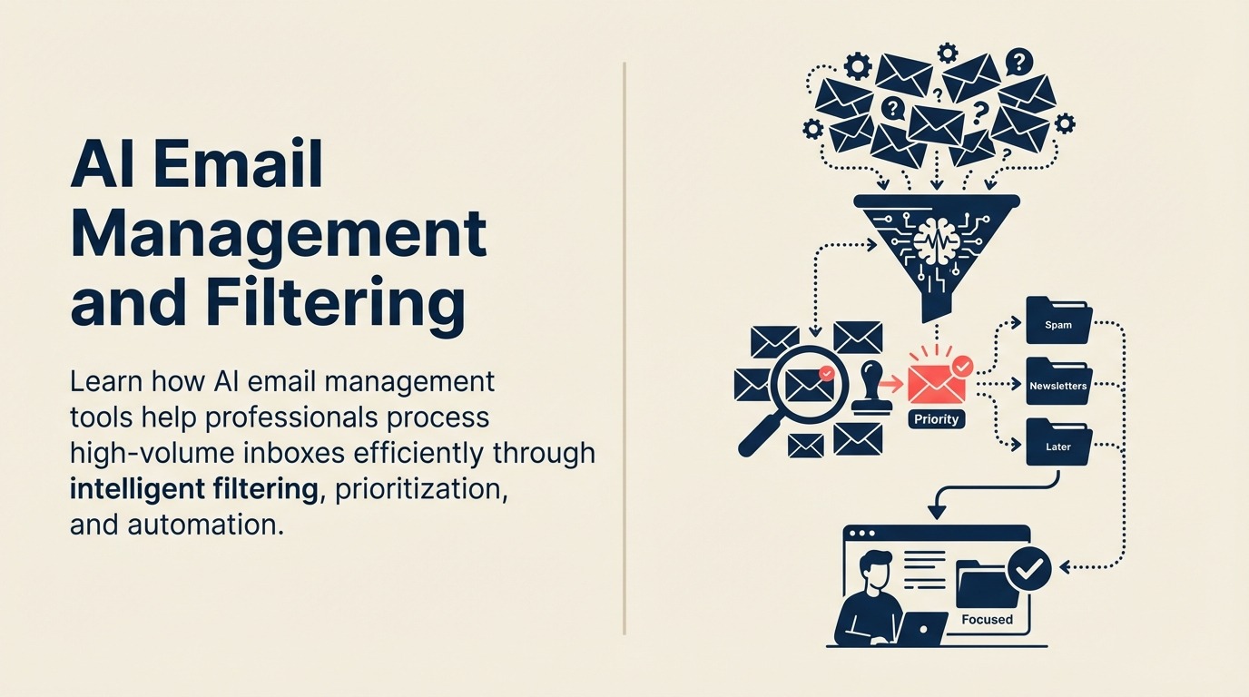 AI email management sluice separating priority messages from inbox noise