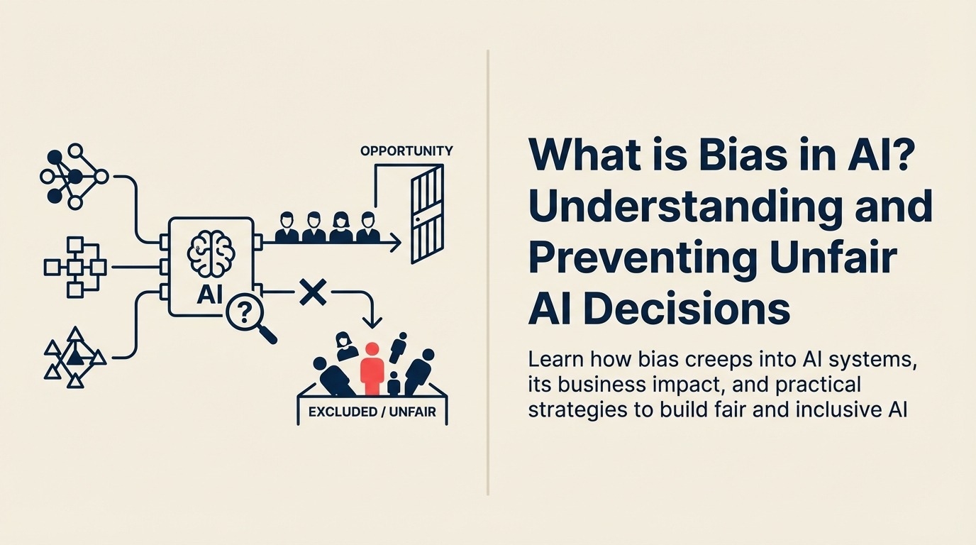 What Is Bias in AI shown as tilted scale fed uneven data
