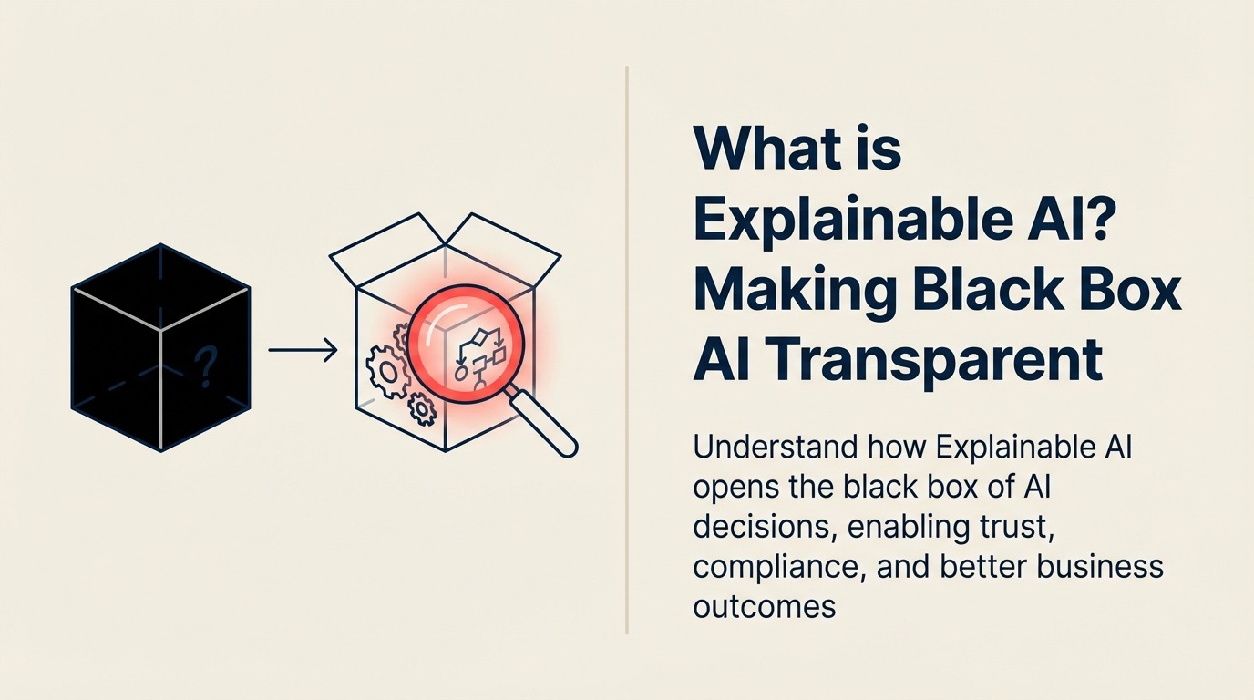 What Is Explainable AI? illustrated with opened decision box and lens