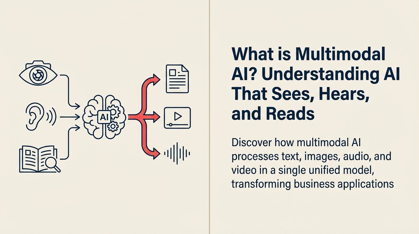 What Is Multimodal AI? shown as one central prism combining four input forms