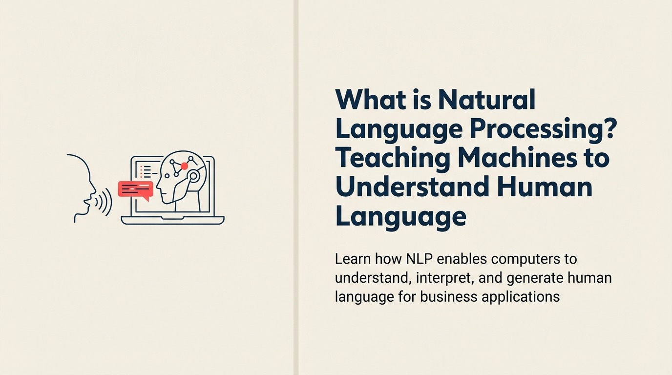 What Is Natural Language Processing? shown as speech ribbon passing through a meaning lens