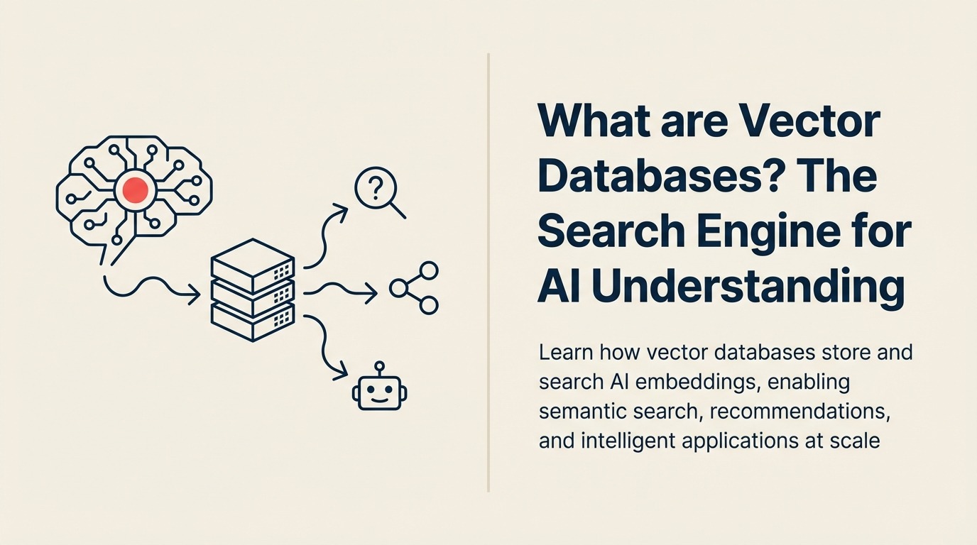 What Is a Vector Database? illustrated with semantic archive locating nearby meaning points with a search lens
