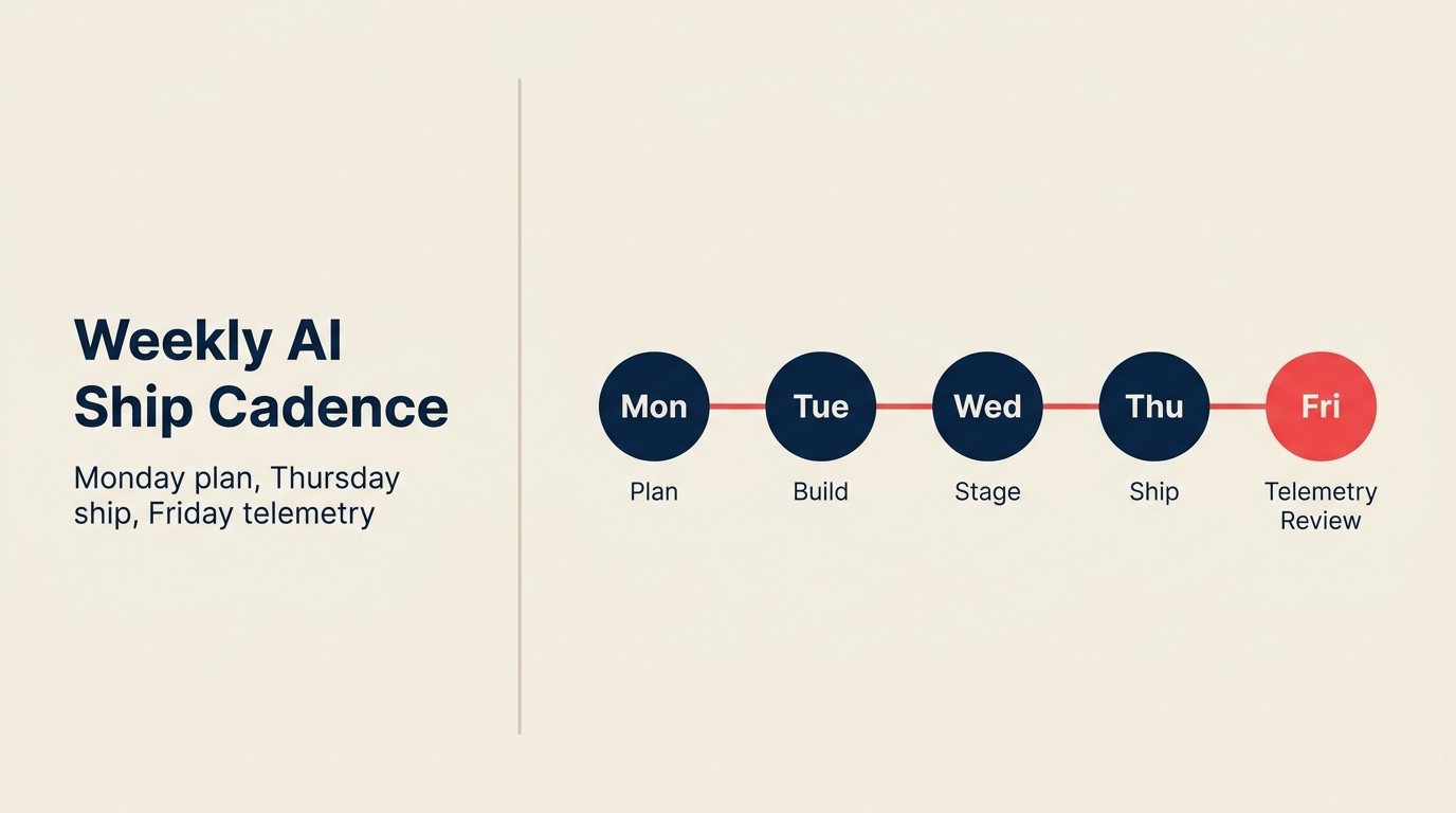 Weekly AI Ship Cadence: Monday plan, Thursday ship, Friday telemetry