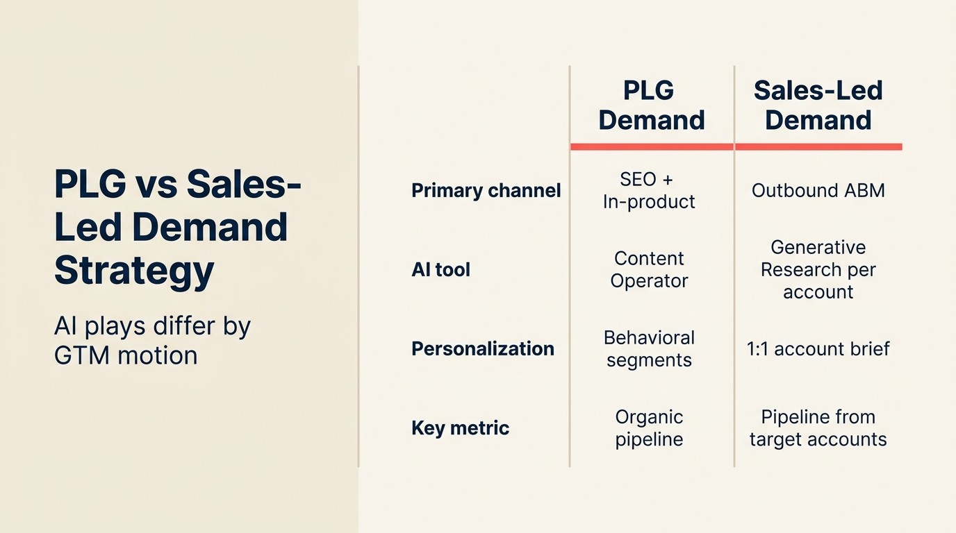 PLG vs Sales-Led Demand Strategy: AI plays khác nhau theo GTM motion