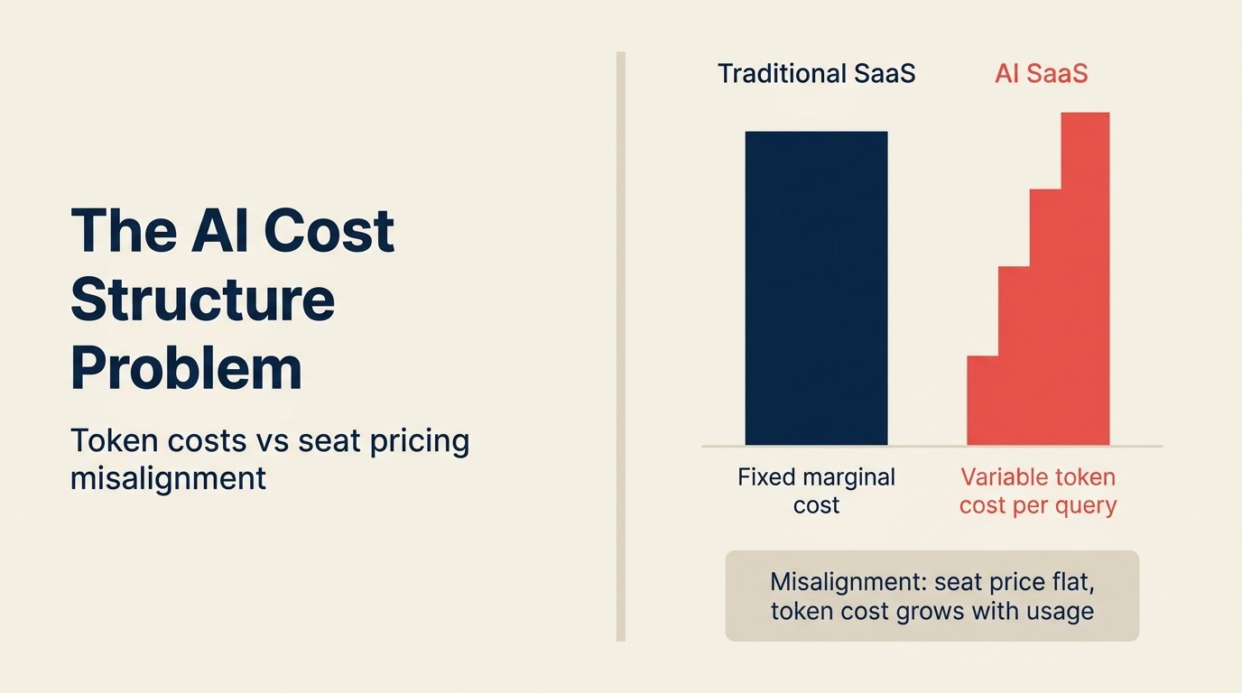The AI Cost Structure Problem: token costs vs seat pricing misalignment