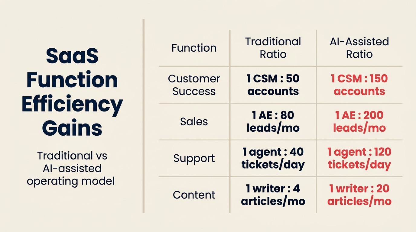 SaaS Function Efficiency Gains: traditional vs AI-assisted operating model
