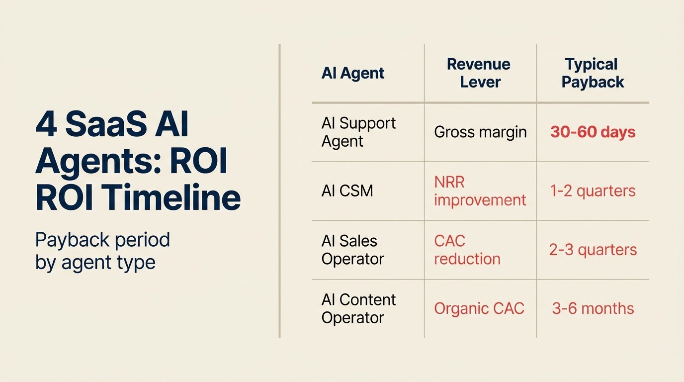 4 AI Agent SaaS ROI Timeline: payback period theo loại agent
