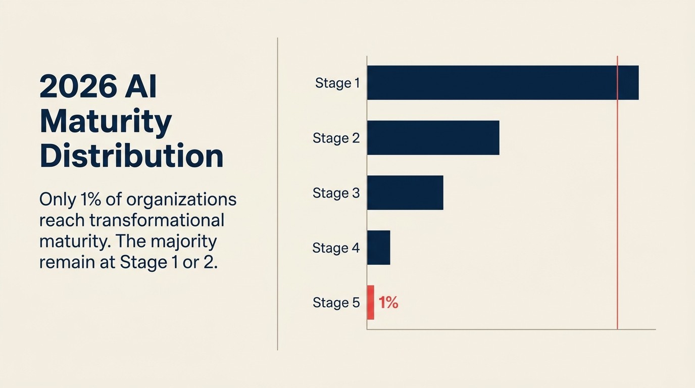 AI maturity distribution in 2026 showing honest benchmarks for where most organizations stand