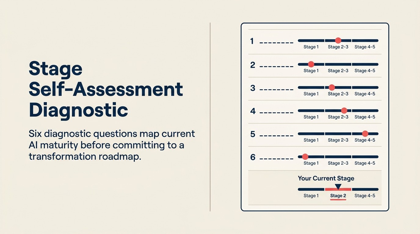 AI maturity self-assessment diagnostic tool for executives to determine organizational stage