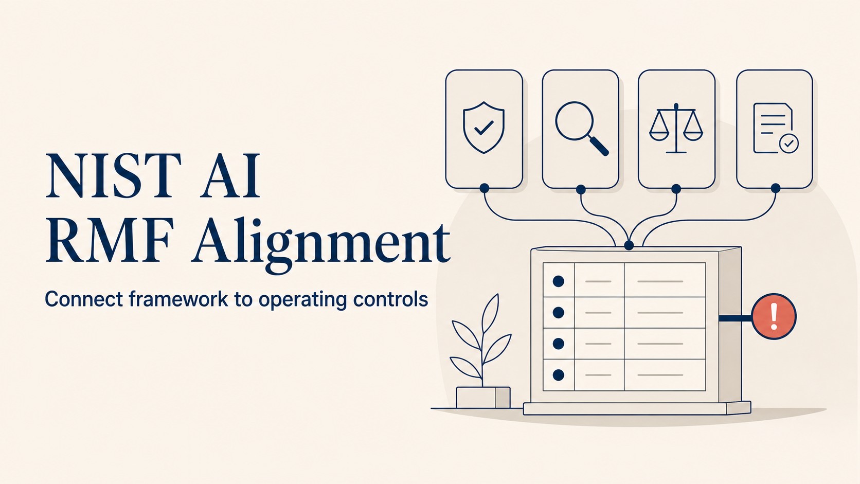 NIST AI RMF alignment mapping the four functions: Govern, Map, Measure, and Manage to the AI risk register and incident response infrastructure