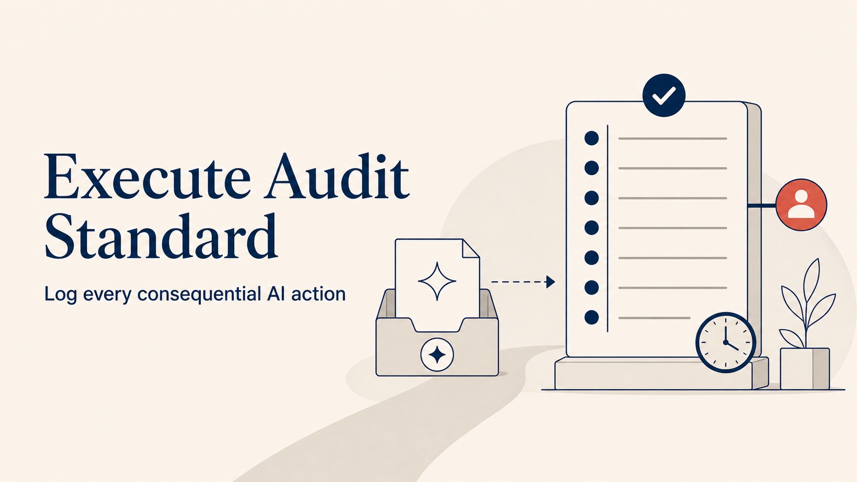 Execute action audit standard: seven required log fields from trigger through outcome for legally defensible AI action records