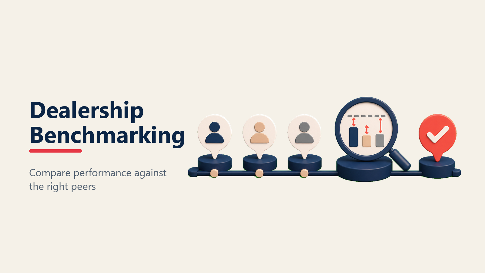 Dealership benchmarking lens comparing store performance with peers and top-quartile results