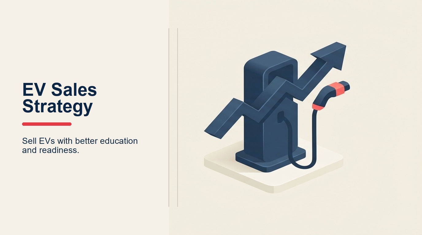 EV Sales Strategy shown as EV strategy charging hub in a Rework Library editorial illustration