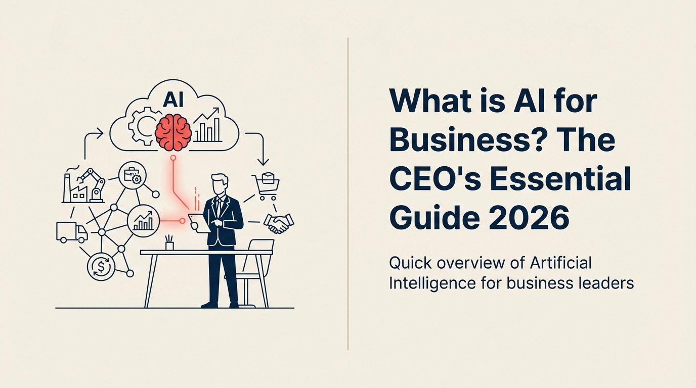 What is AI for business, shown as a decision console that turns data into predictions, generated work, and approved action
