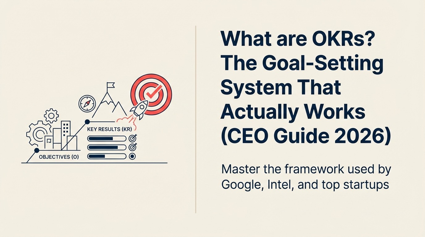 What are OKRs shown as an objective compass paired with measurable result markers