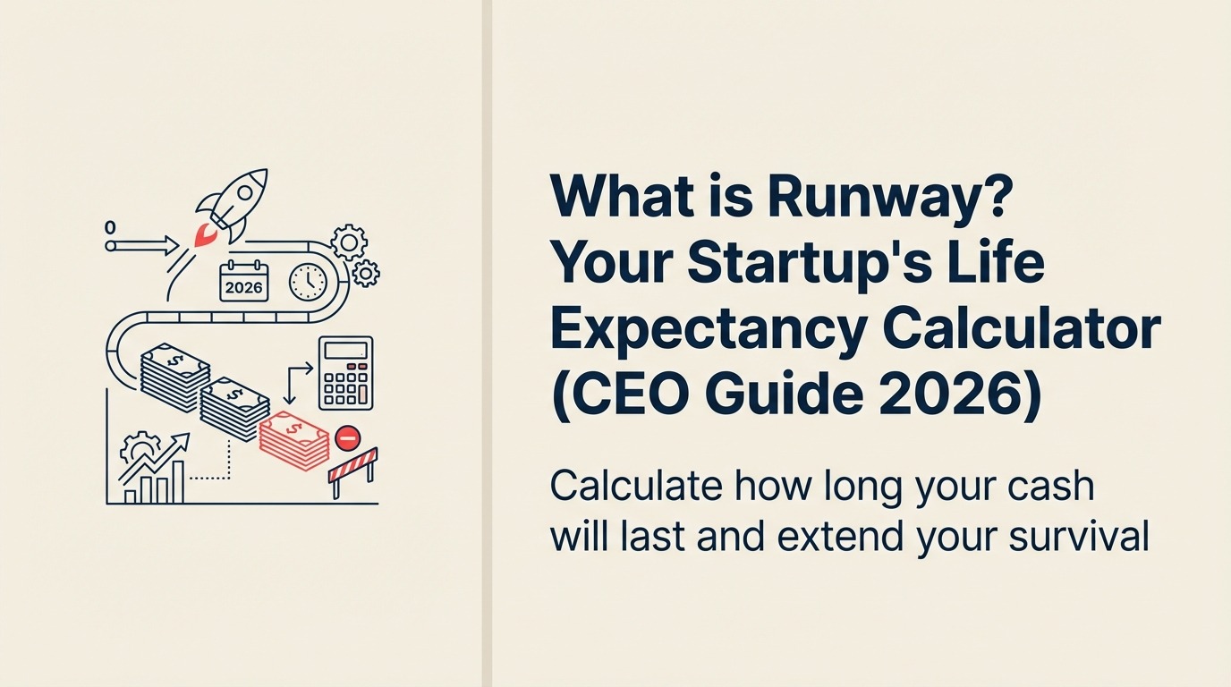 Startup runway shown as a runway strip powered by a finite stack of cash fuel and a depletion gauge