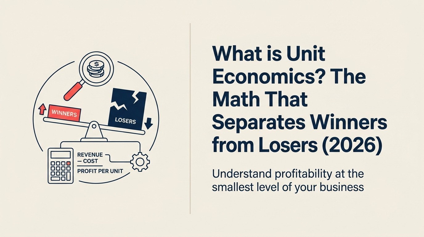 Unit economics microscope comparing revenue and cost for one repeatable business unit