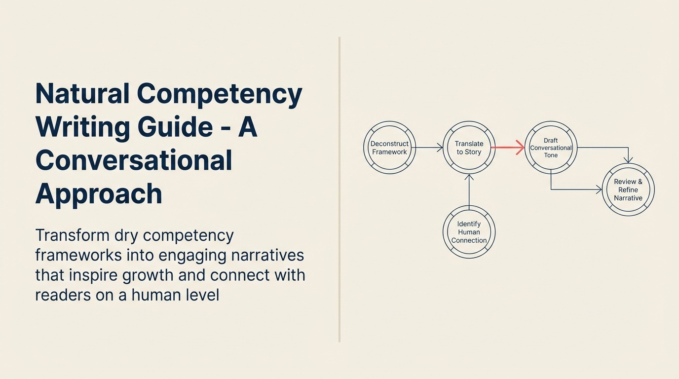 How to write competencies that connect, shown as a narrative ribbon forming a human-centered competency profile