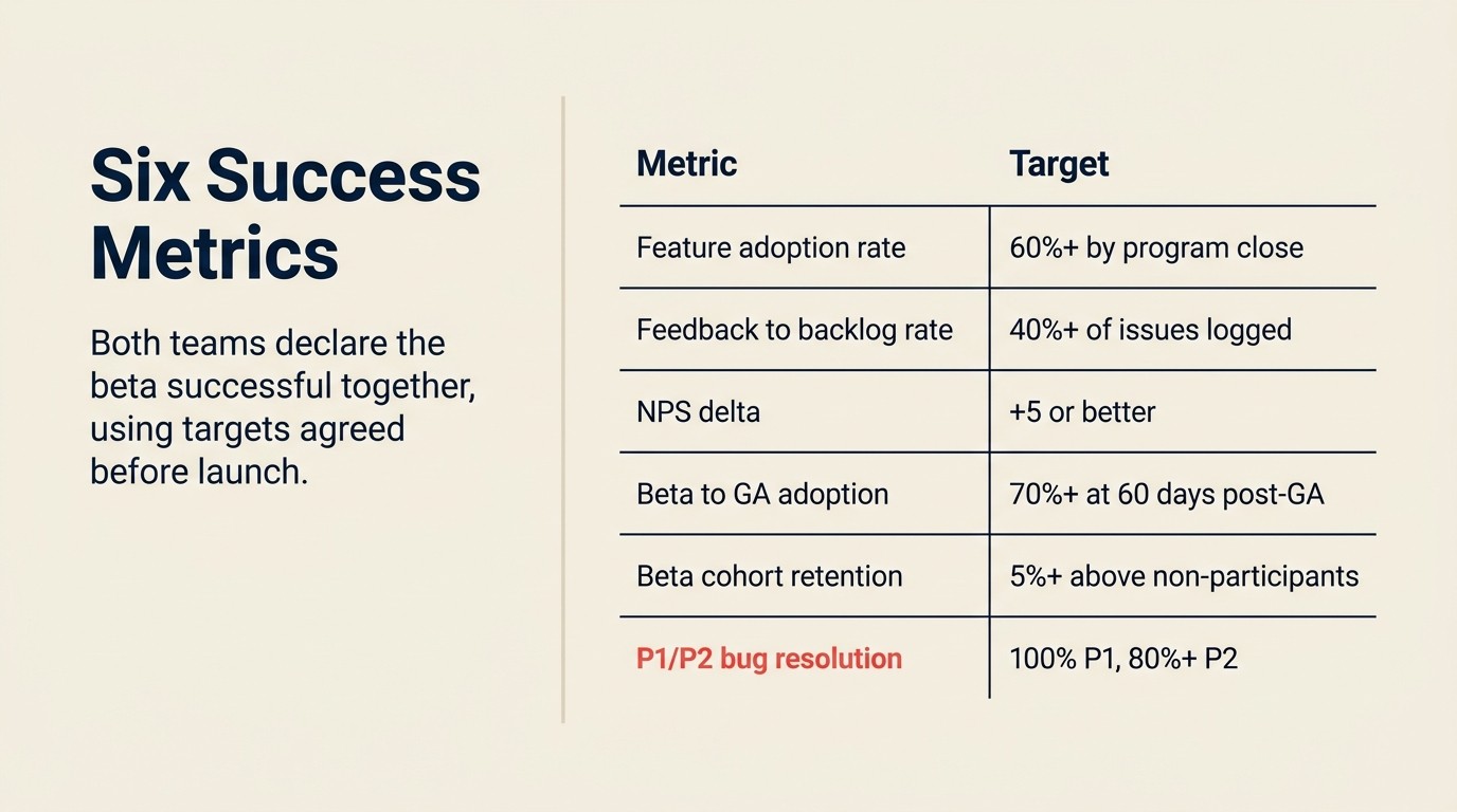 Beta program success metrics dashboard