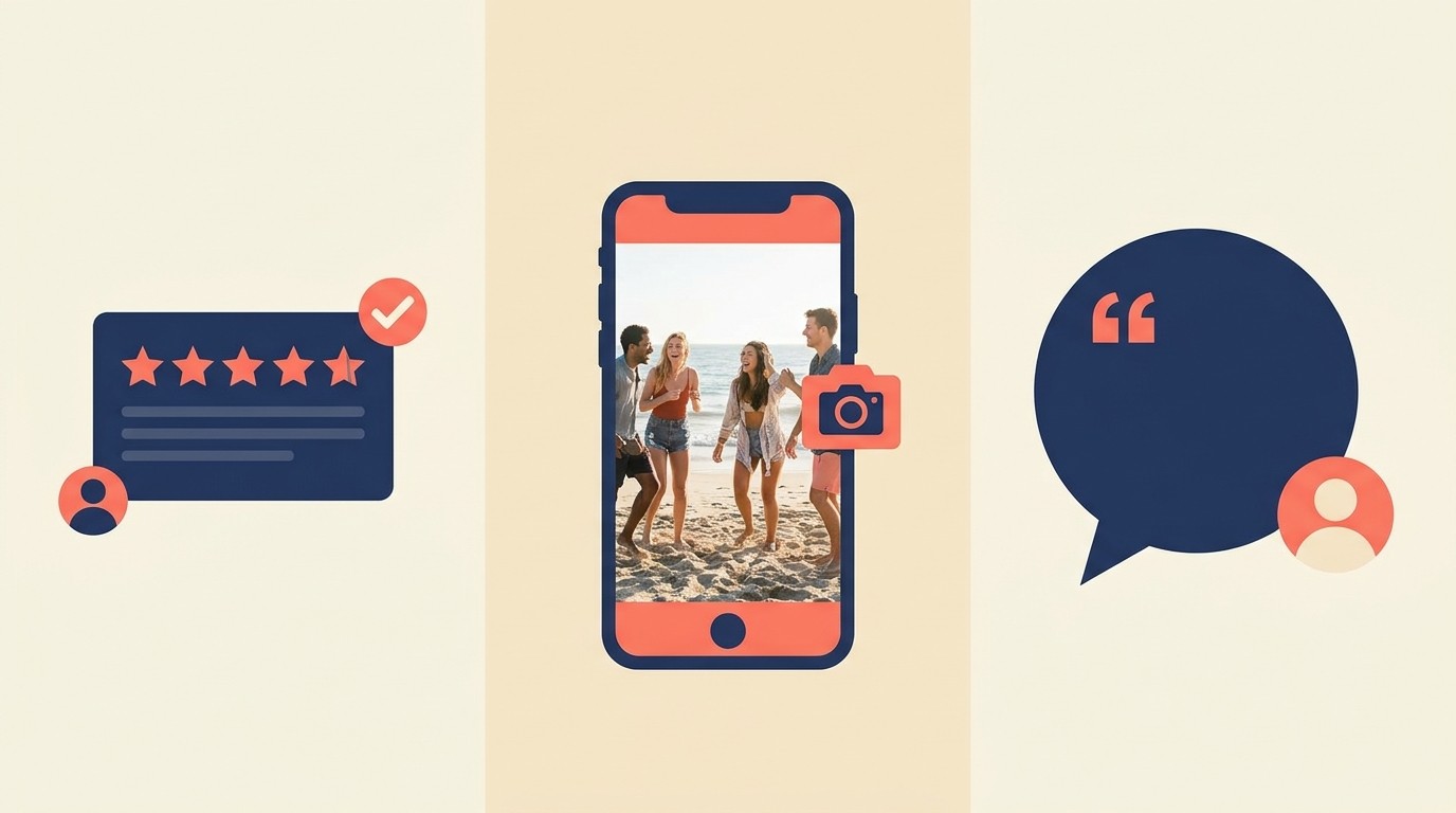 レビュー、UGC、推薦文など異なる種類のソーシャルプルーフ