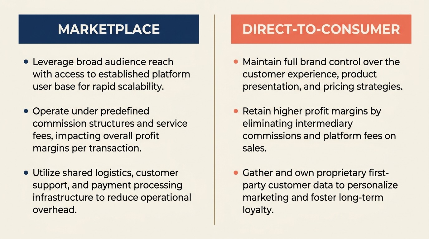 Marketplace versus Direct-to-Consumer E-Commerce-Modell im Vergleich