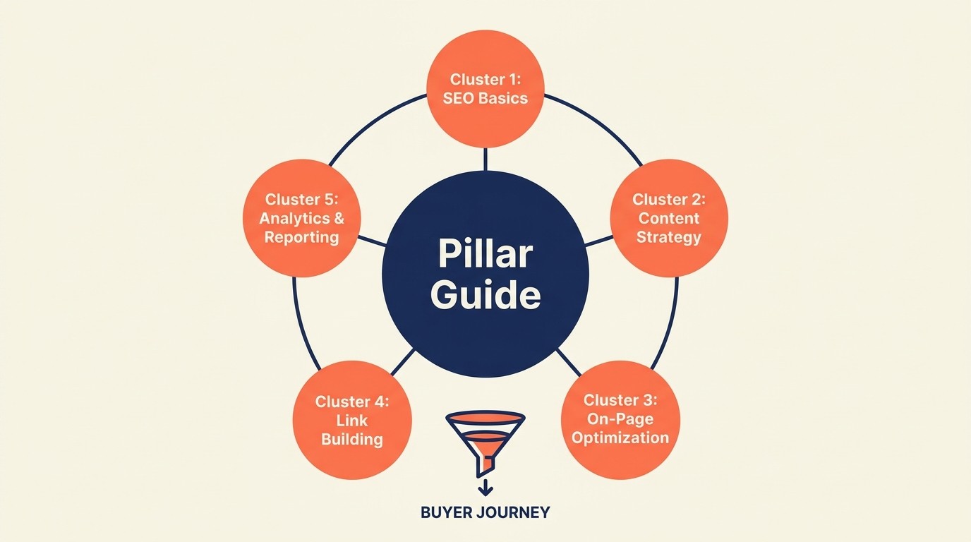 Strategi konten topic cluster dengan pillar page dan artikel pendukung