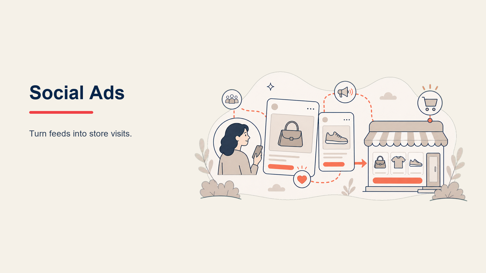 Facebook and Instagram Ads illustrated with social ad studio