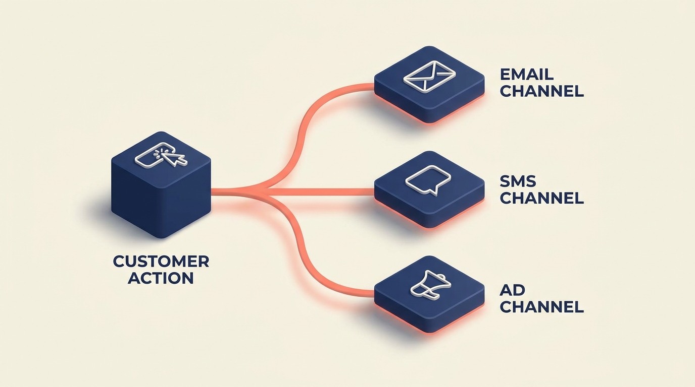 Definición de automatización de marketing con disparadores, workflows y orquestación de canales