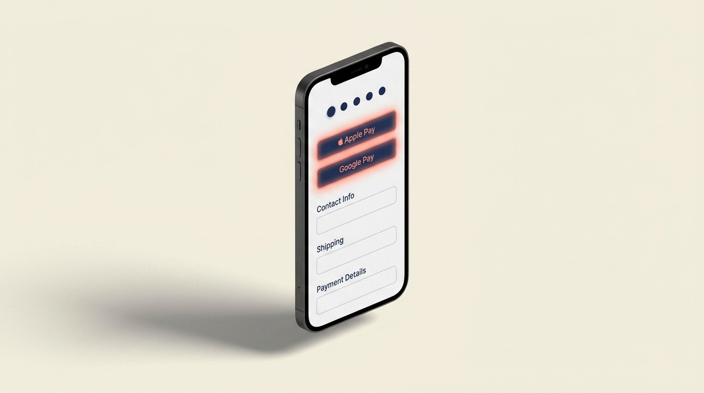 Streamlined mobile checkout flow with express payment and single-column form