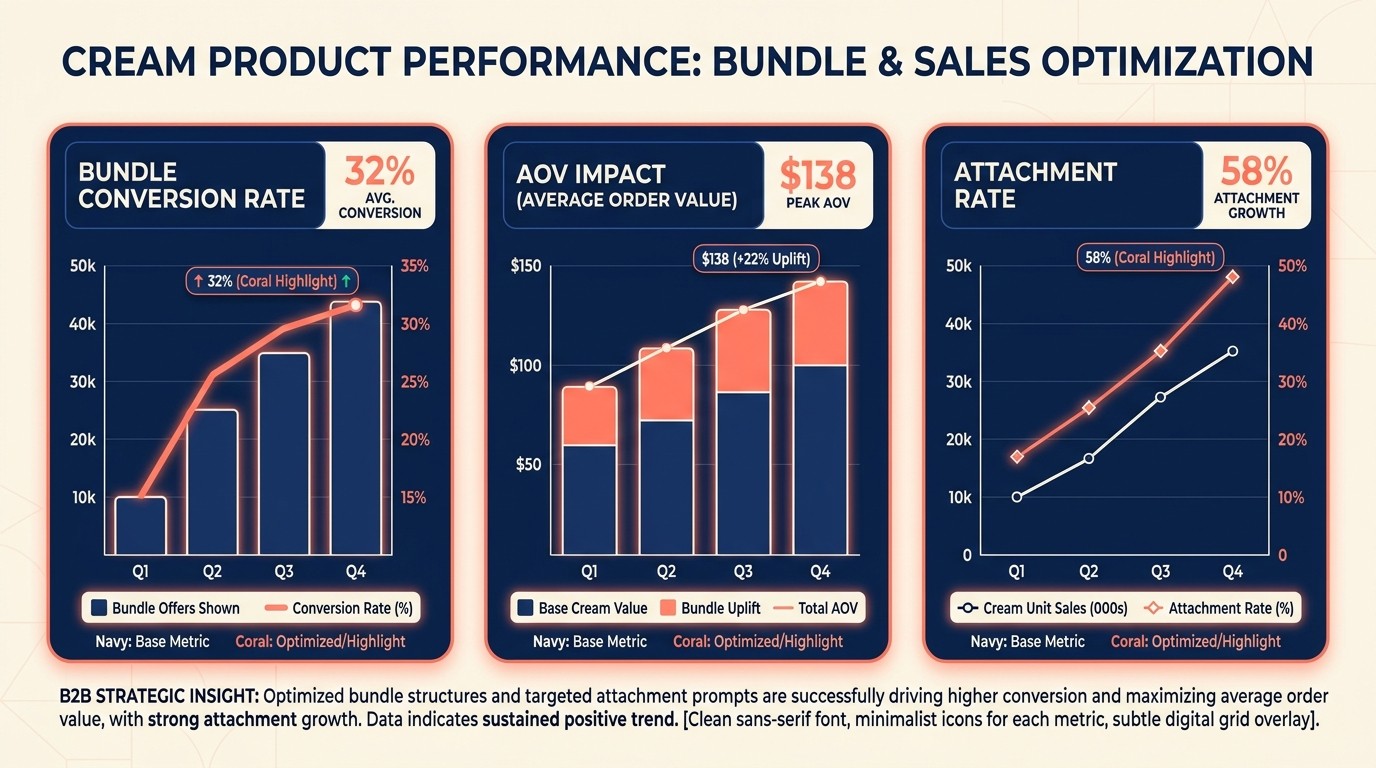 Bundle-Analytics-Dashboard mit Conversion-, Attachment-, AOV- und Margen-Metriken