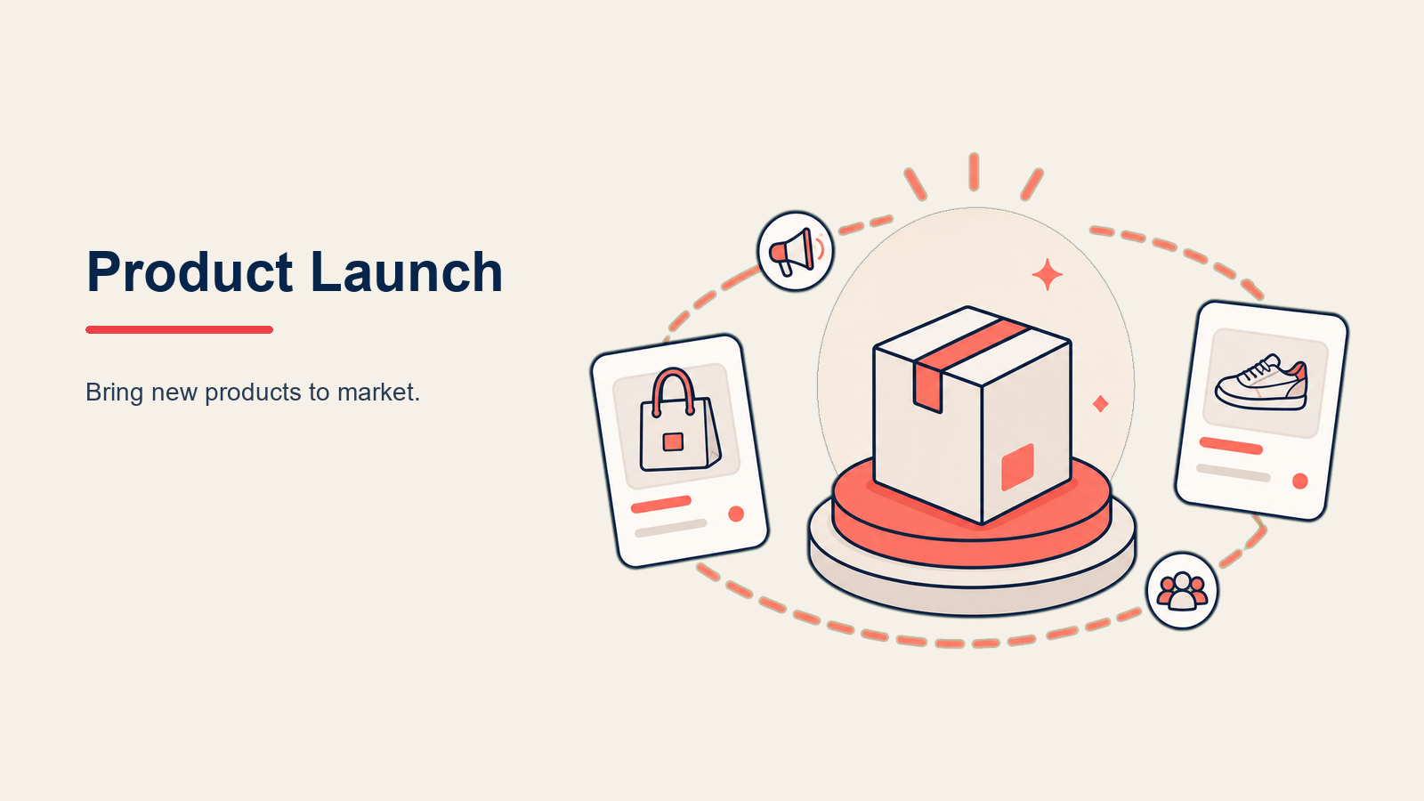 E-commerce Product Launch Strategy illustrated with launch capsule and calendar