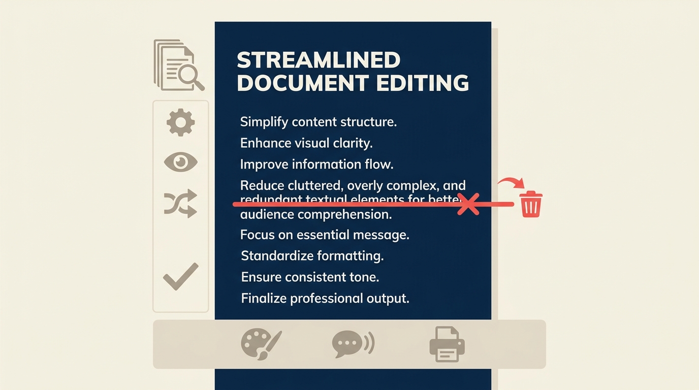 Business writing illustrated by a document edited from tangled language into one clear path to action