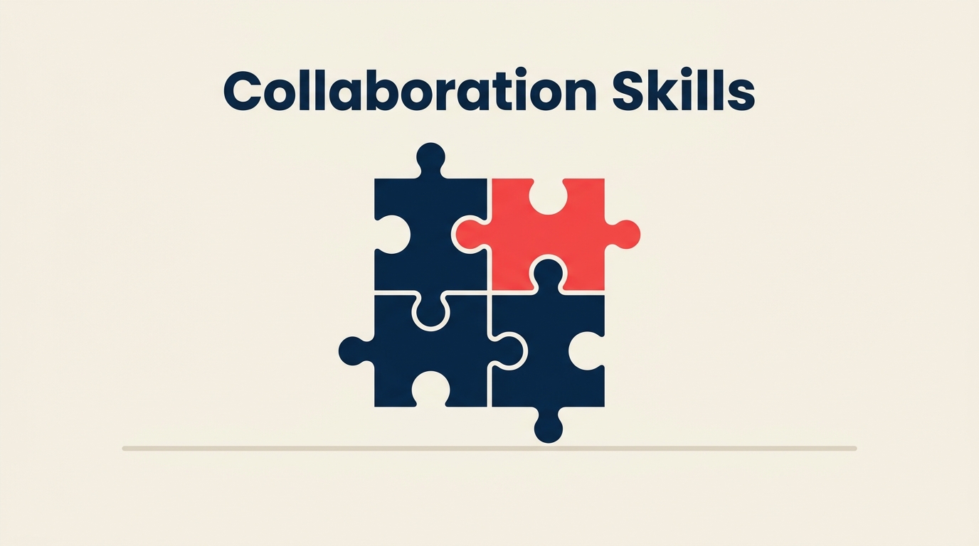 Collaboration skills shown as distinct work contributions braided into one shared result