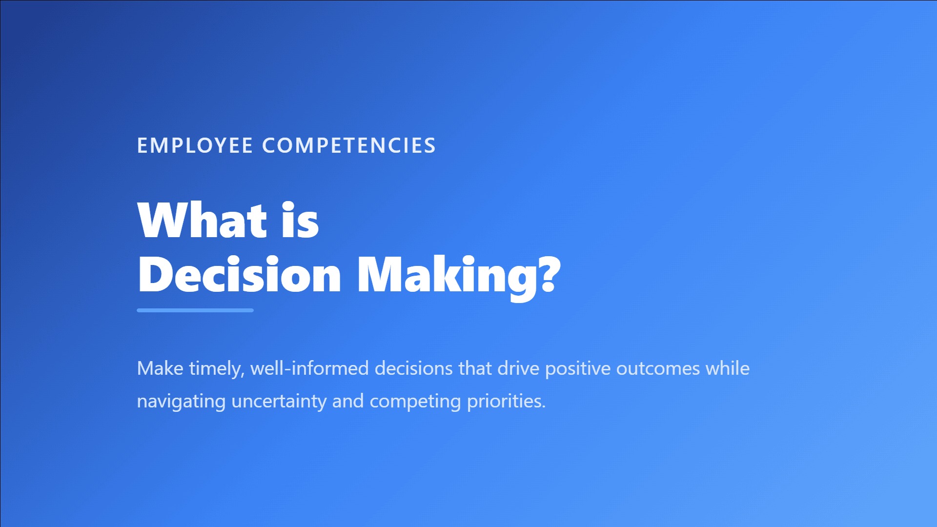 What Is Decision Making? shown as a balanced decision gate receives evidence stones and uncertainty waves, then releases one coral commitment token