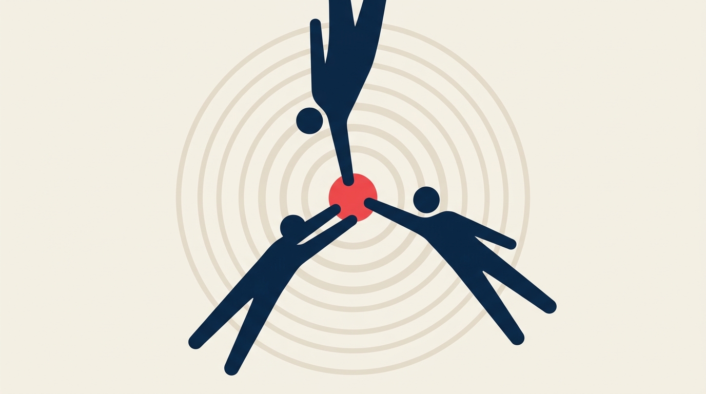 What Are Interpersonal Skills? shown as two abstract conversation vessels exchange signals across a sturdy trust bridge, with one coral moment of shared understanding