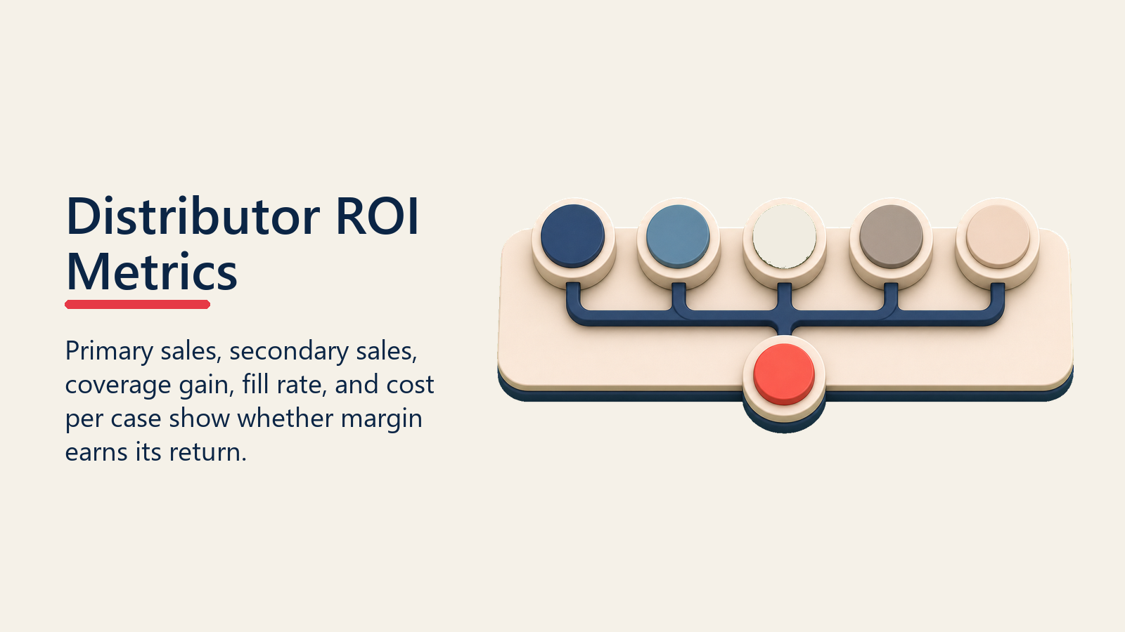 Distributor ROI Metrics shown as five-metric distributor ROI station