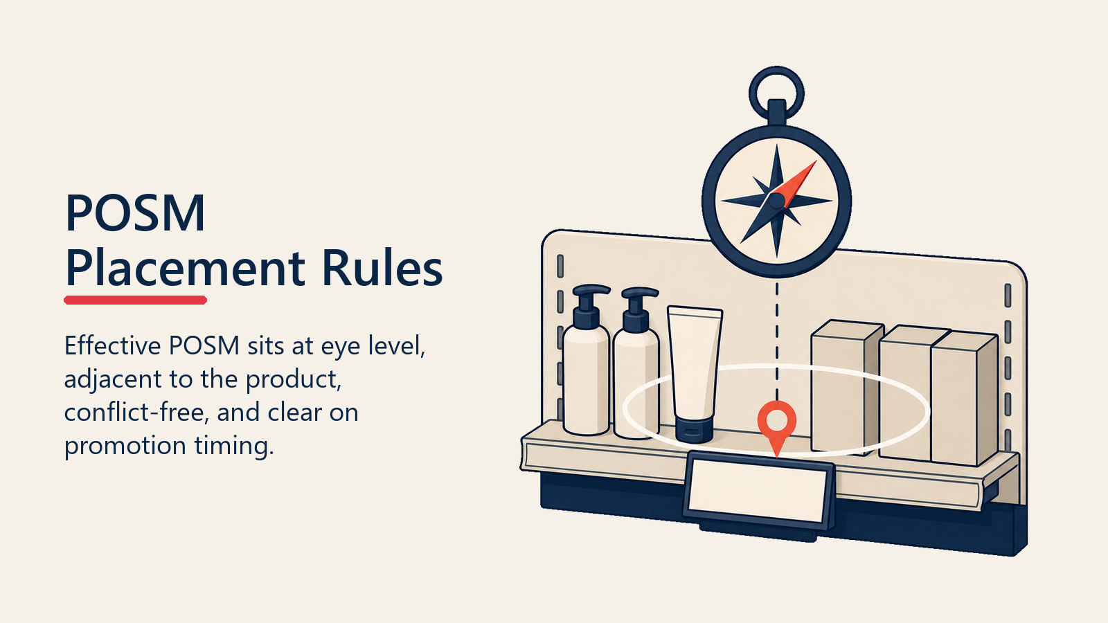 POSM Placement Rules shown as POSM placement compass