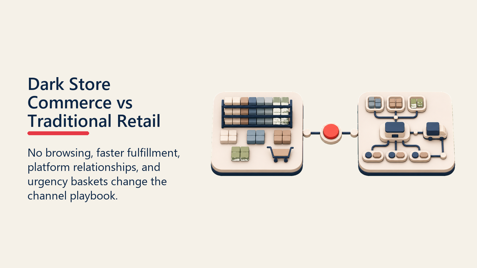 Dark Store Commerce vs Traditional Retail shown as dark store retail contrast trays