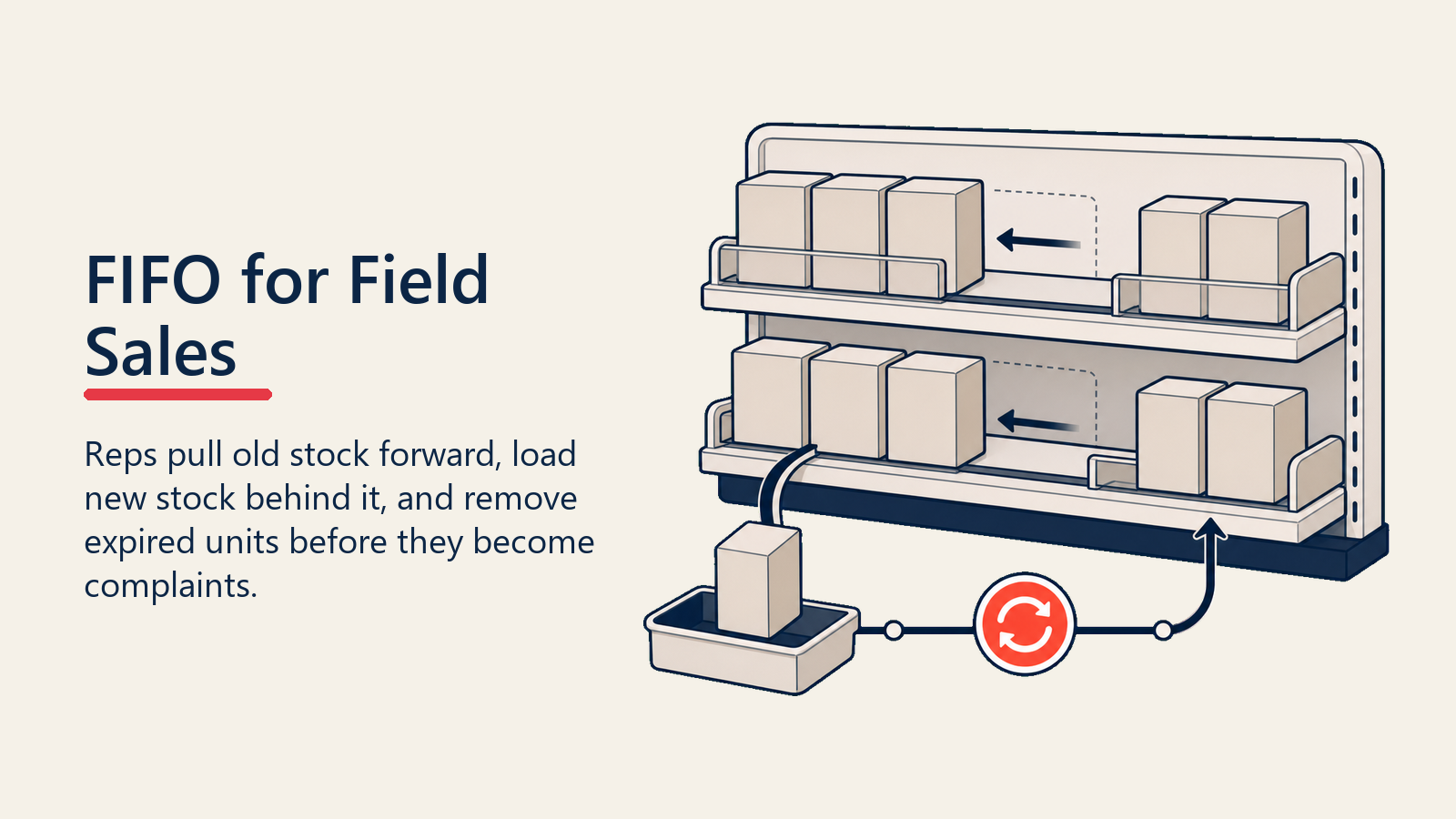 FIFO for Field Sales shown as outlet FIFO rotation rail